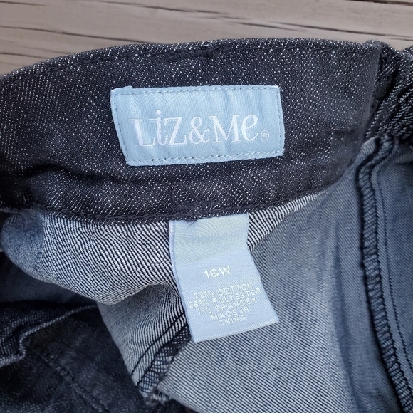 Vintage 90s y2k Liz & Me Dark Wash Denim Tulip Fit & Flare Midi Skirt 16W Plus - Picture 5 of 5